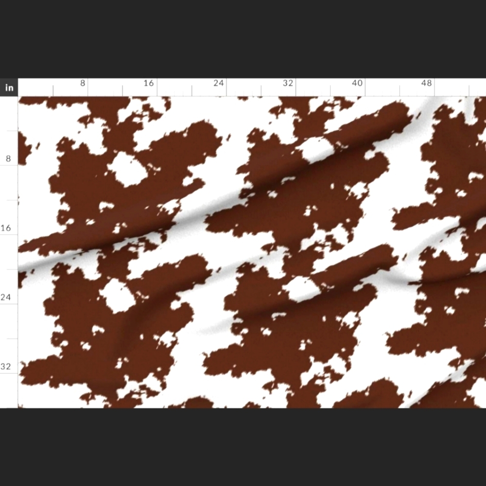 Minky Cuddle Cow Print Fabric - Realistic Brown Cow Hide Animal Print